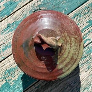 MCM Hand thrown glazed dish with lid bowl